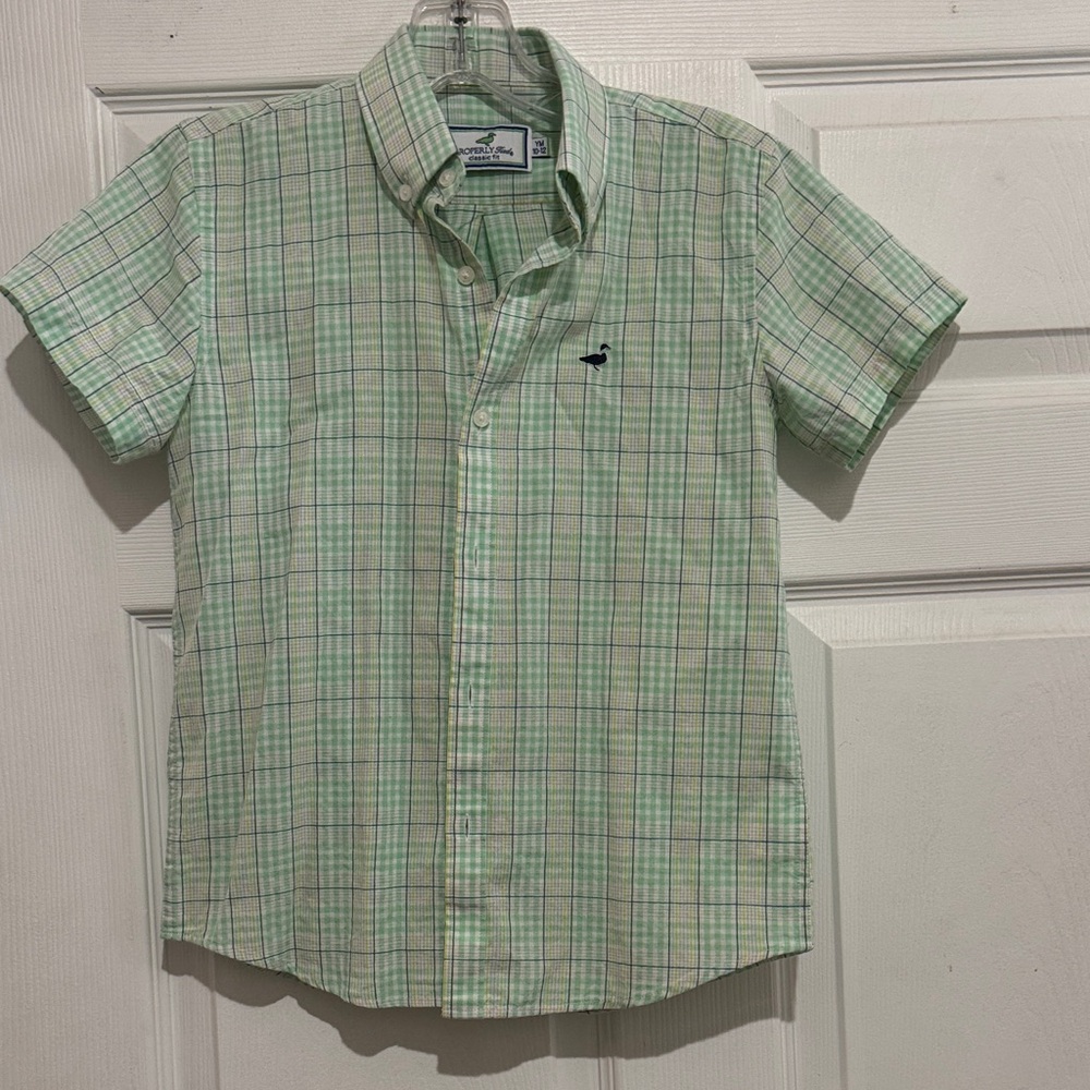 Properly Tied Boys Short-Sleeve Plaid Button-Down Shirt - Light Green